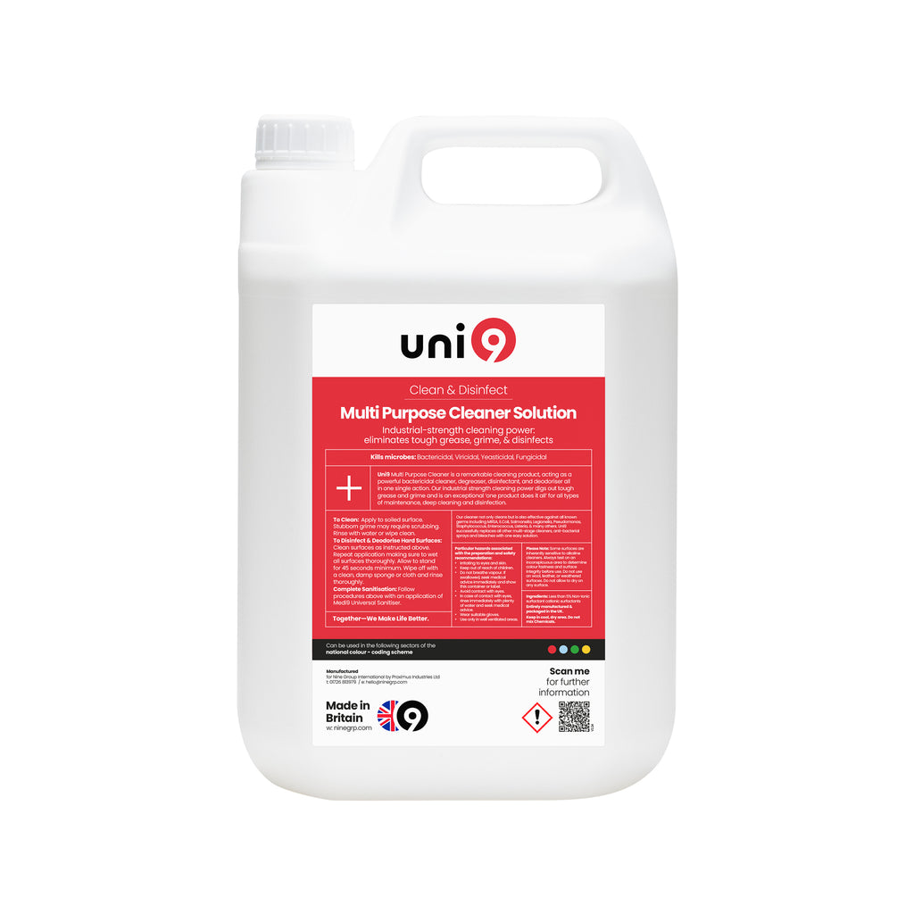 Uni9 Multi Purpose Cleaner Detergent Sanitiser Disinfectant - Solution 5L