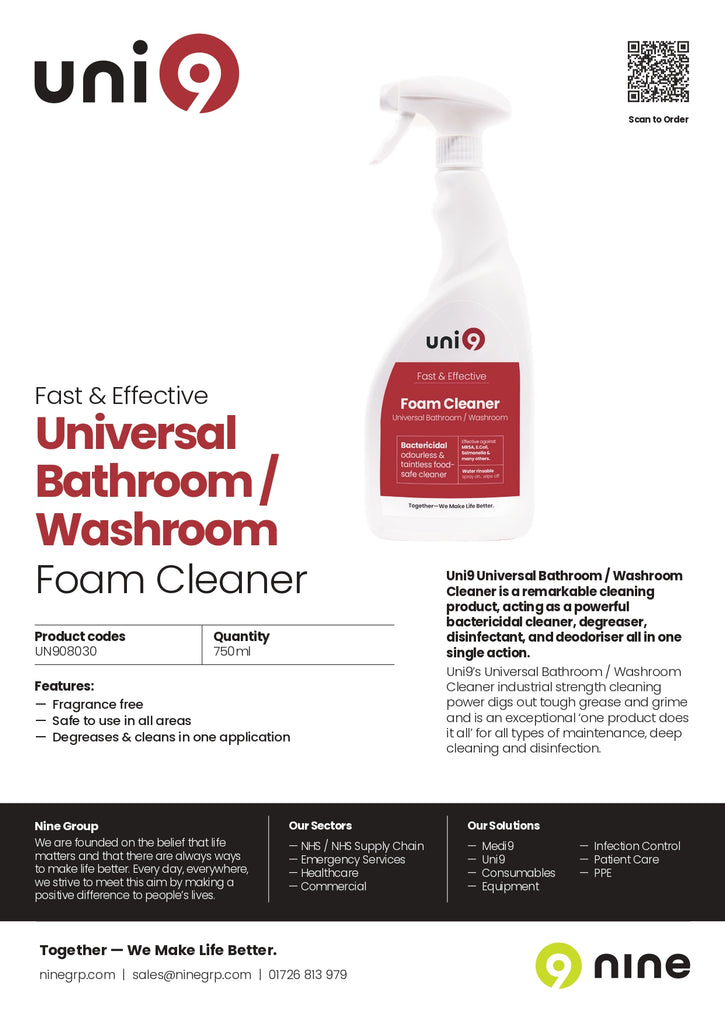 UN921030 Uni9 Bath Washroom Foam Cleaner