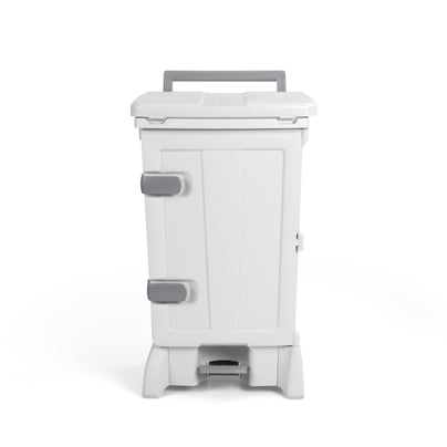 TTS Open - Up Front Opening Bin with pedal Operated Lid - White - 90 Litre