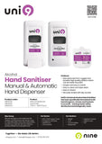 19104030_40 Uni9 Alcohol Hand Sanitiser Man-Auto Dispenser Factsheet