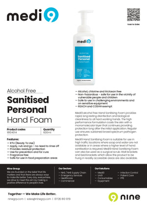 18104014 FactSheet 600ml Hand Foam