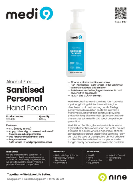 18104014 FactSheet 600ml Hand Foam