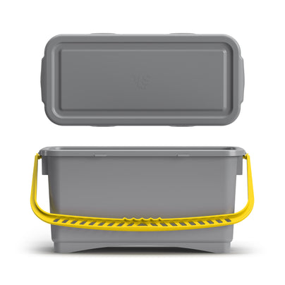 20 L Grey Hermetic Bucket With Yellow Handle and Lid