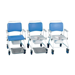 Commode & Shower Chair - Atlantic 18" c/w Footrests and Disposal Pan Rack