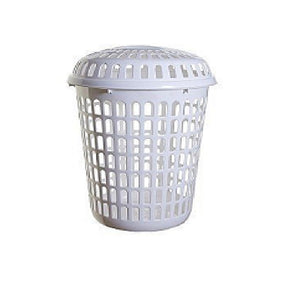 Laundry Basket With Lid - Tall - White
