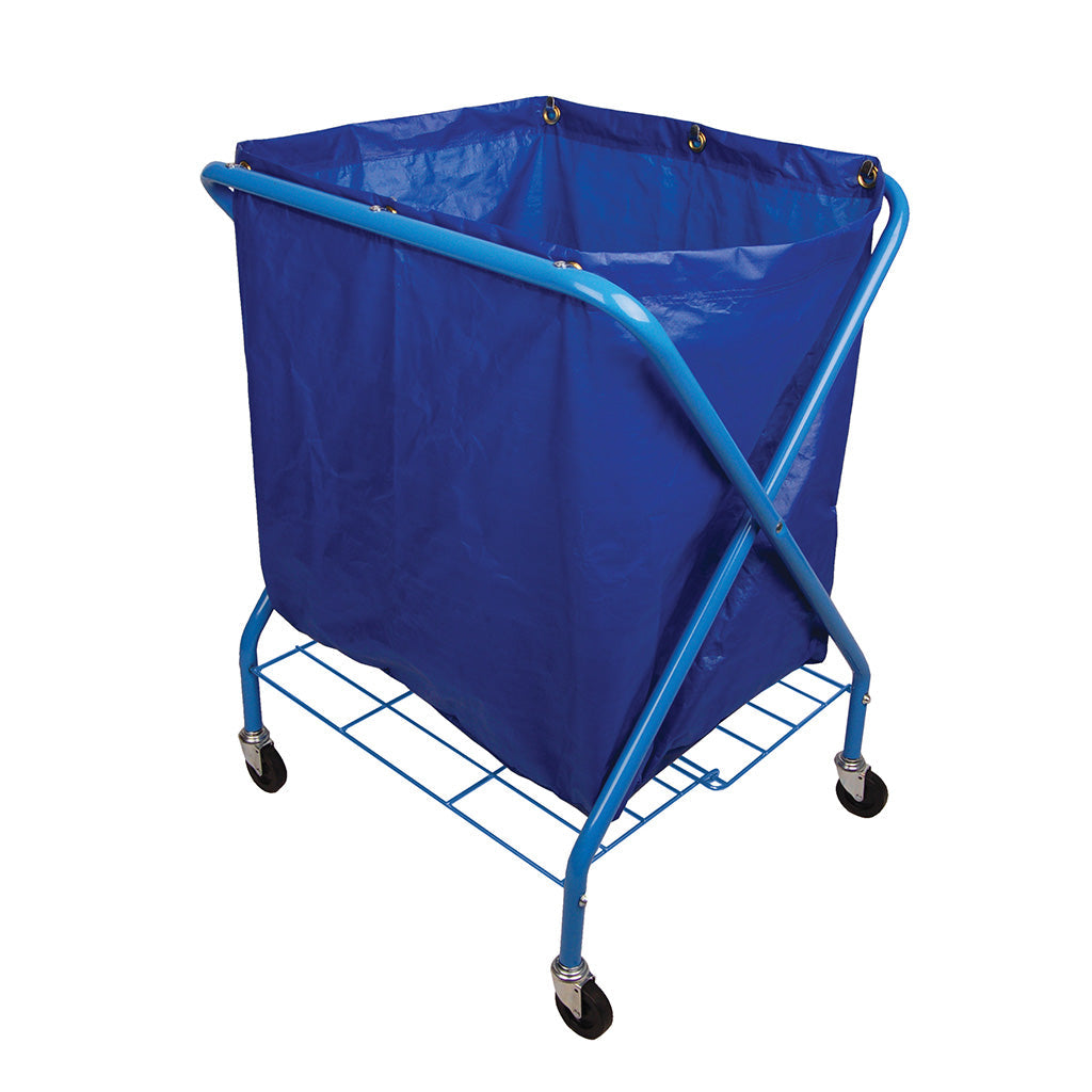Folding Waste Cart with Blue Vinyl Bag